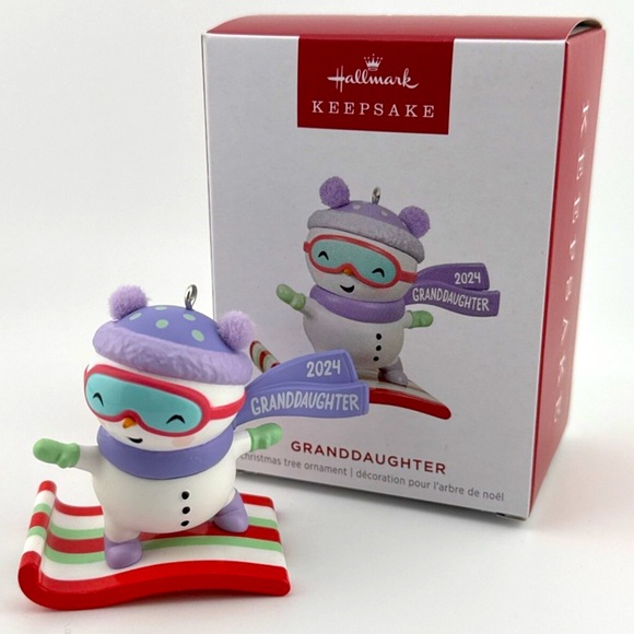 BNIB 2024 GRANDDAUGHTER SNOW GIRL SNOWBOARDING ORNAMENT - Picture 9 of 9